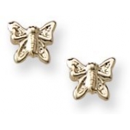 14K Yellow Gold Children s  Butterfly  Safety Back Earrings