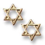 14K Yellow Gold Children s  Star of David  Safety Back Earrings