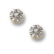 14K Yellow Gold Children s Two Tone Stud Earrings with Diamond