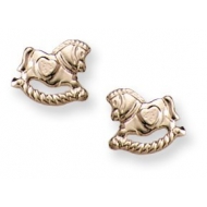 14K Yellow Gold Children s  Horse  Safety Back Earrings