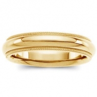 14k Yellow Gold 4mm Milgrain Comfort Wedding Band