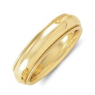 14k Yellow Gold 5mm Milgrain Comfort Wedding Band