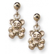 14K Yellow Gold Children s  Teddy Bear  Safety Post Earrings