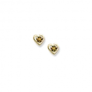14K Yellow Gold Child s Genuine Citrine Birthstone Heart Earrings
