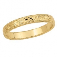 14k Yellow Gold 4mm Fancy Wedding Band