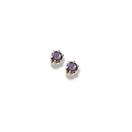 14K Yellow Gold Child s Genuine Amethyst Birthstone Stud Earrings