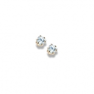 14K Yellow Gold Child s Genuine Aquamarine Birthstone Stud Earrings