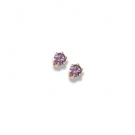 14K Yellow Gold Child s Genuine Rhodolite Birthstone Stud Earrings