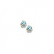14K Yellow Gold Child s Genuine Blue Zircon Birthstone Stud Earrings