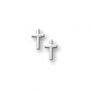 14K  White Gold Children s  Cross  Safety Back Earrings