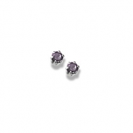 14K  White Gold Child s Genuine Amethyst Birthstone Stud Earrings