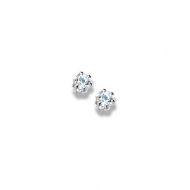 14K  White Gold Child s Genuine Aquamarine Birthstone Stud Earrings