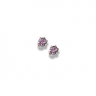 14K  White Gold Child s Genuine Rhodolite Birthstone Stud Earrings