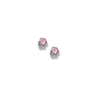 14K  White Gold Child s Genuine Tourmaline Birthstone Stud Earrings