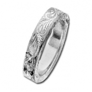 14k White Gold 4mm Fancy Wedding Band