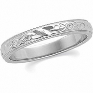 14k White Gold 4mm Fancy Wedding Band