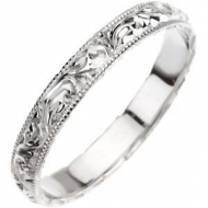 14k White Gold 4mm Fancy Wedding Band