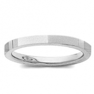 14k White Gold 2mm Flat Satin Finish Wedding Band