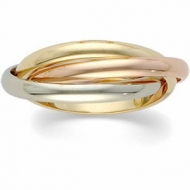 14k Tri Colored Gold Polished Rolling Ring Wedding Band