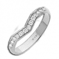 14k White AA Diamond Wedding Band
