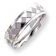 14k White Gold 7mm Design Etched Wedding Band