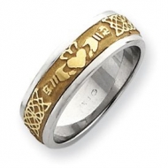 14k Two Tone Gold 6 75mm Fancy Wedding Band
