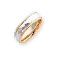 14k Two Tone Gold 7mm Fancy Wedding Band