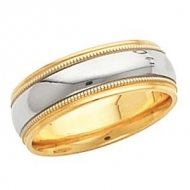 14k Two Tone Gold Flared Edge 6mm Wedding Band