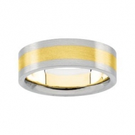 14k Two Tone 6mm Domed Satin Finish Wedding Band