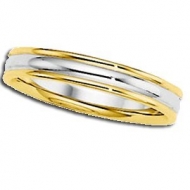 14k Two Tone 4mm Ridged Wedding Band