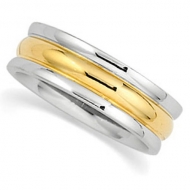 14k Two Tone 6mm Ridged Wedding Band