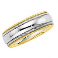 14k Two Tone 5 50mm Milgrained Edged Wedding Band