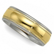 14k Two Tone 5mm Milgrained Edged Wedding Band