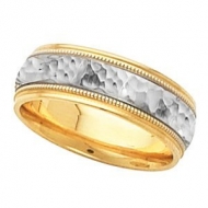 14k Two Tone 6mm Domed Wedding Band