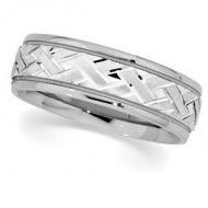 14k White Gold 7mm Design Etched Wedding Band