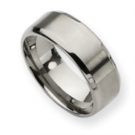 Titanium Beveled Edge 8mm Brushed and Polished Wedding Band