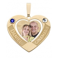 Heart Pendant w  2 Names and Birthstones