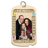 Dog Tag w  4 Names Etched and 4 Birthstones