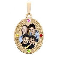 Oval W  4 Names Etched and 4 Birthstones