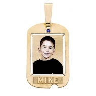 Dog Tag w  1 Name etched and Birthstone