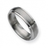 Titanium Ridged Edge 7mm Brushed and Polished Wedding Band