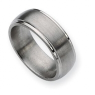 Titanium Ridged Edge 8mm Brushed and Polished Wedding Band