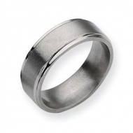 Titanium Ridged Edge 8mm Brushed and Polished Wedding Band