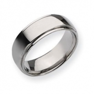 Titanium Polished Ridged Edge 8mm Wedding Band