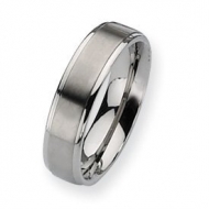 Titanium Ridged Edge 6mm Brushed and Polished Wedding Band