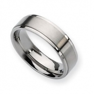 Titanium Ridged Edge 7mm Brushed and Polished Wedding Band
