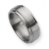 Titanium Grooved Edge 8mm Brushed and Polished Wedding Band