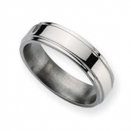 Titanium Ridged Edge 6mm Polished Wedding Band
