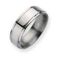 Titanium Ridged Edge 7mm Polished Wedding Band