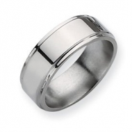 Titanium Ridged Edge 8mm Polished Wedding Band